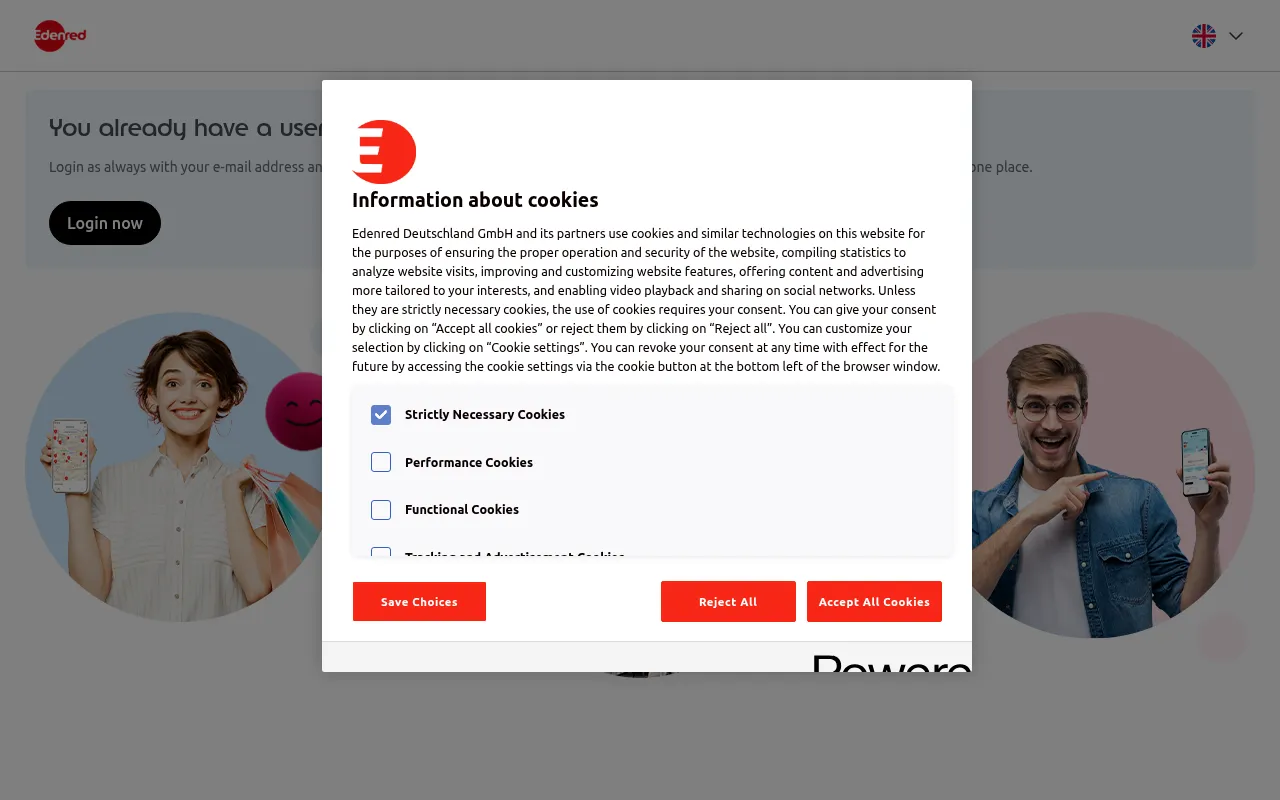 Screenshot of nutzer.edenred.de