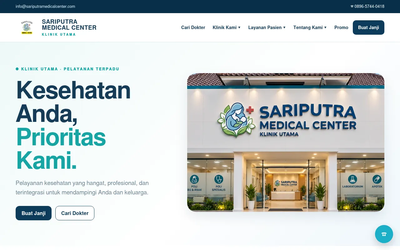 Screenshot of sariputramedicalcenter.com