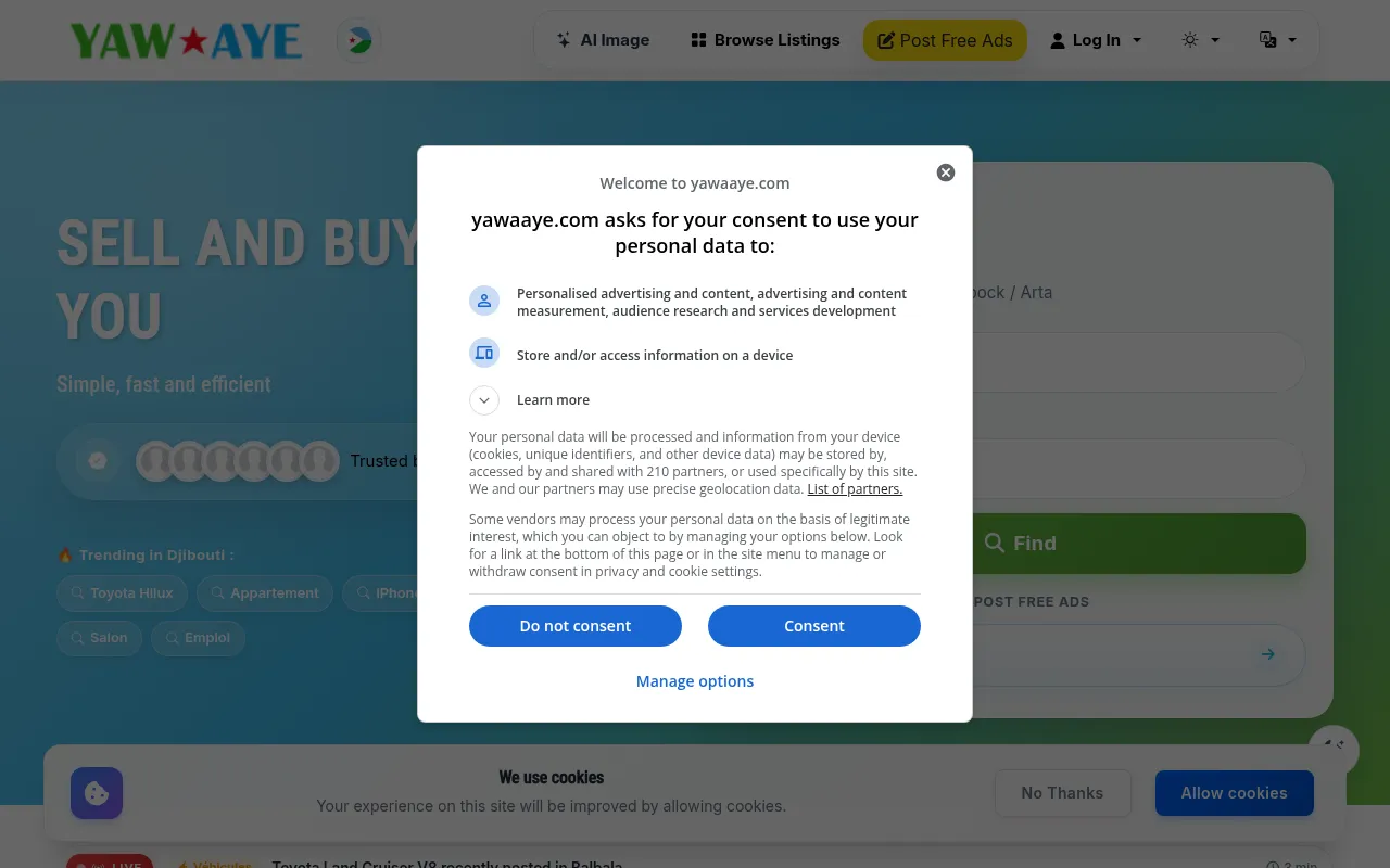 Screenshot of yawaaye.com