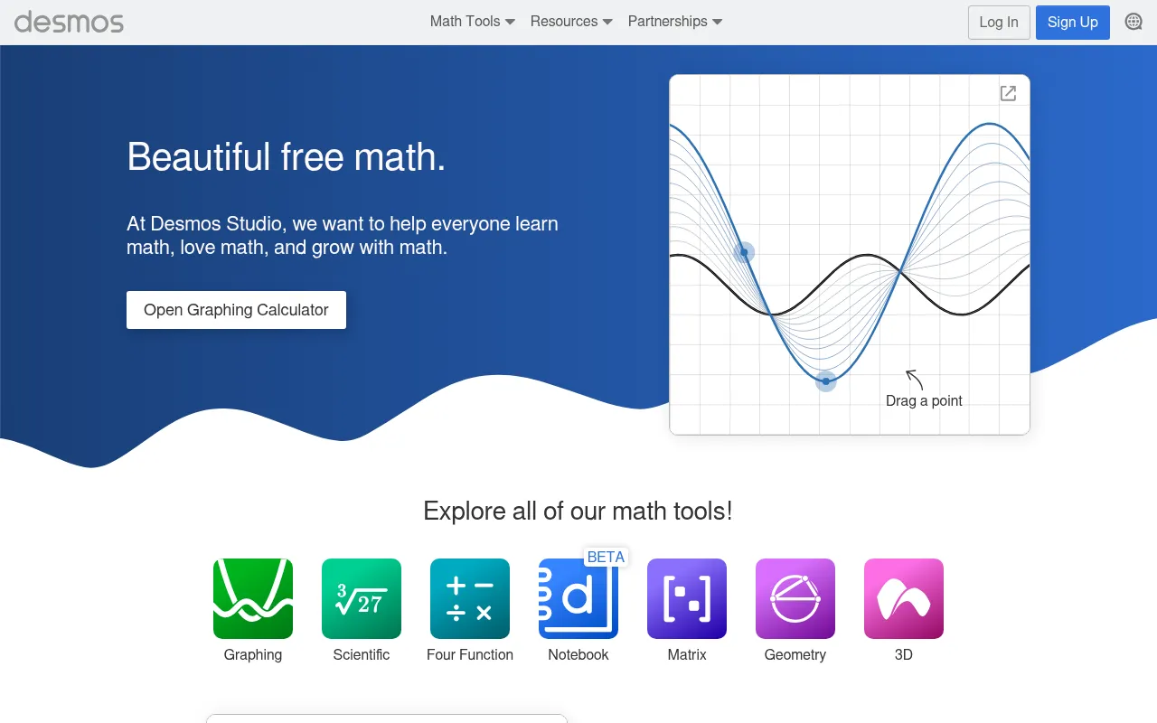Screenshot of desmos.com