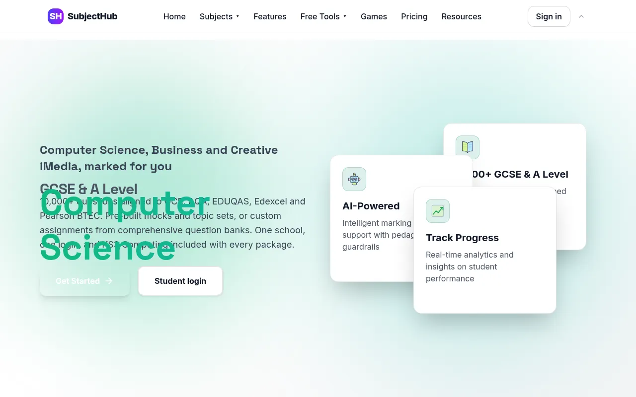 Screenshot of subjecthub.co.uk