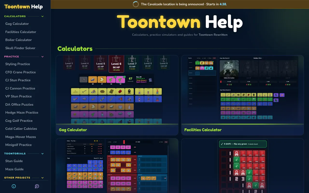 Screenshot of toontown.help