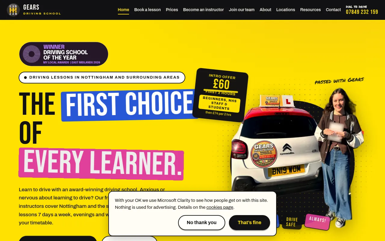 Screenshot of gearsdrivingschool.com