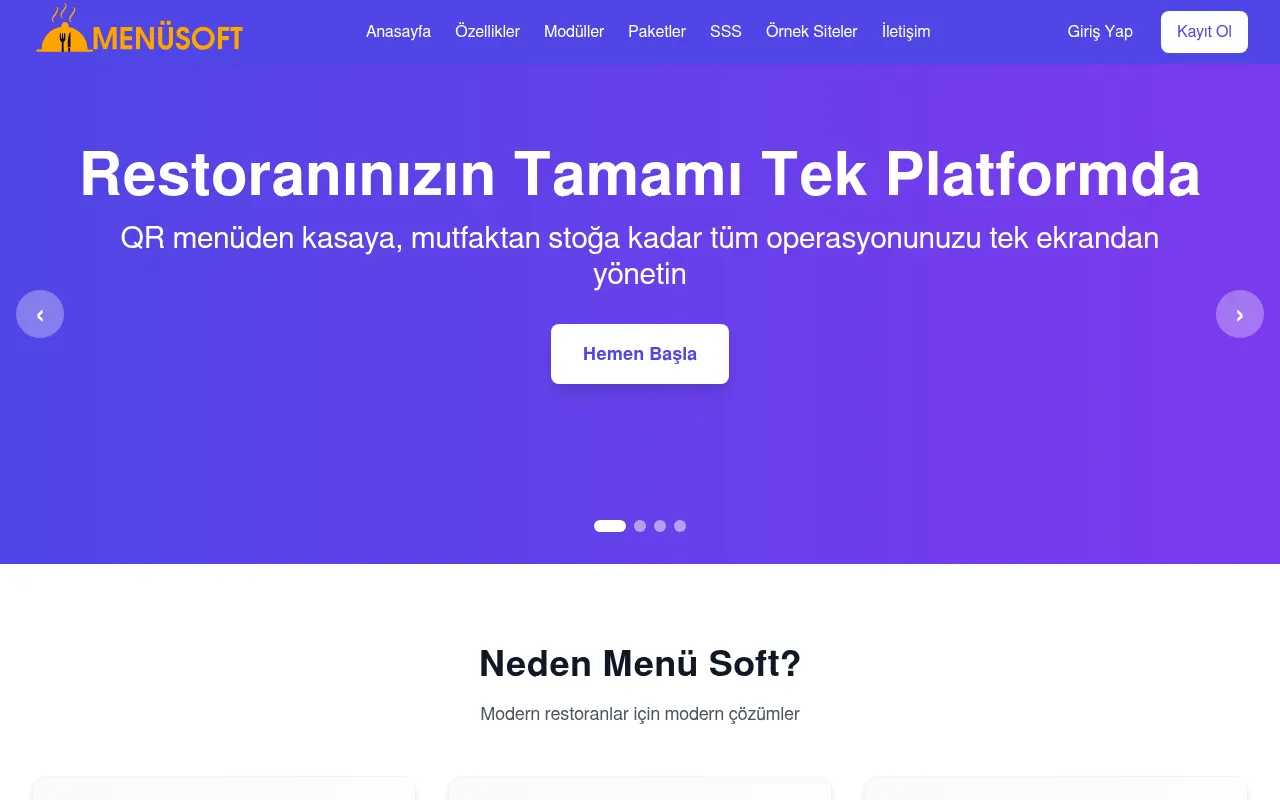 Screenshot of menusoft.com.tr