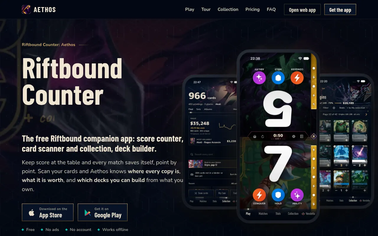 Screenshot of aethoscounter.com
