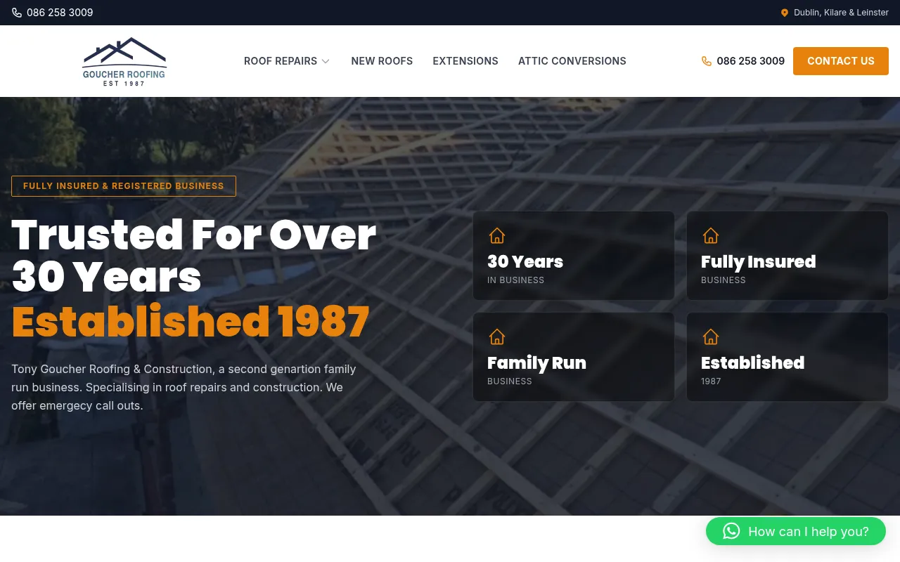 Screenshot of goucherroofing.ie