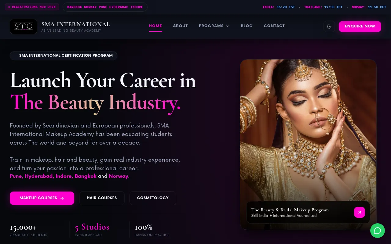 Screenshot of smamakeupacademy.com