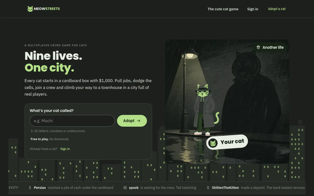 Screenshot of meowstreets.com