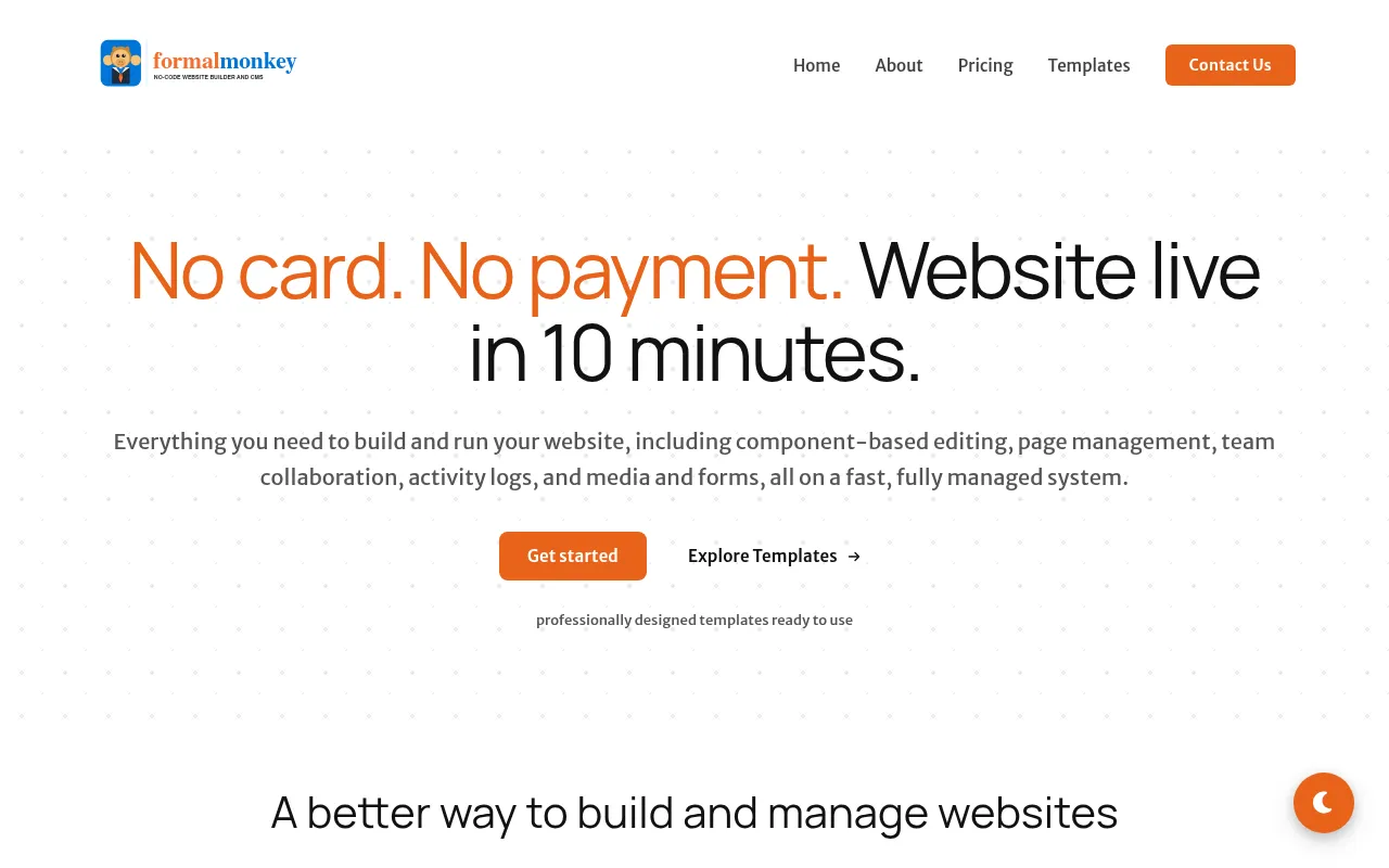 Screenshot of formalmonkey.com
