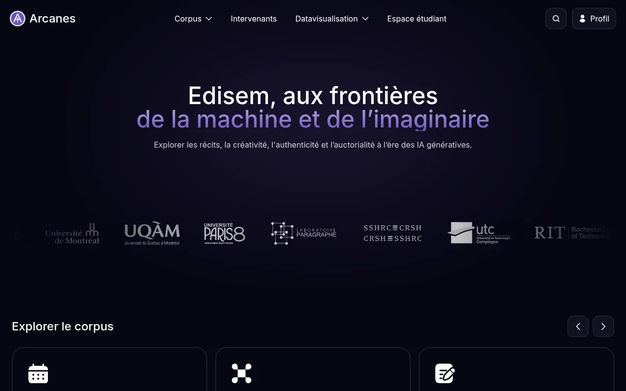 Screenshot of edisem.arcanes.ca