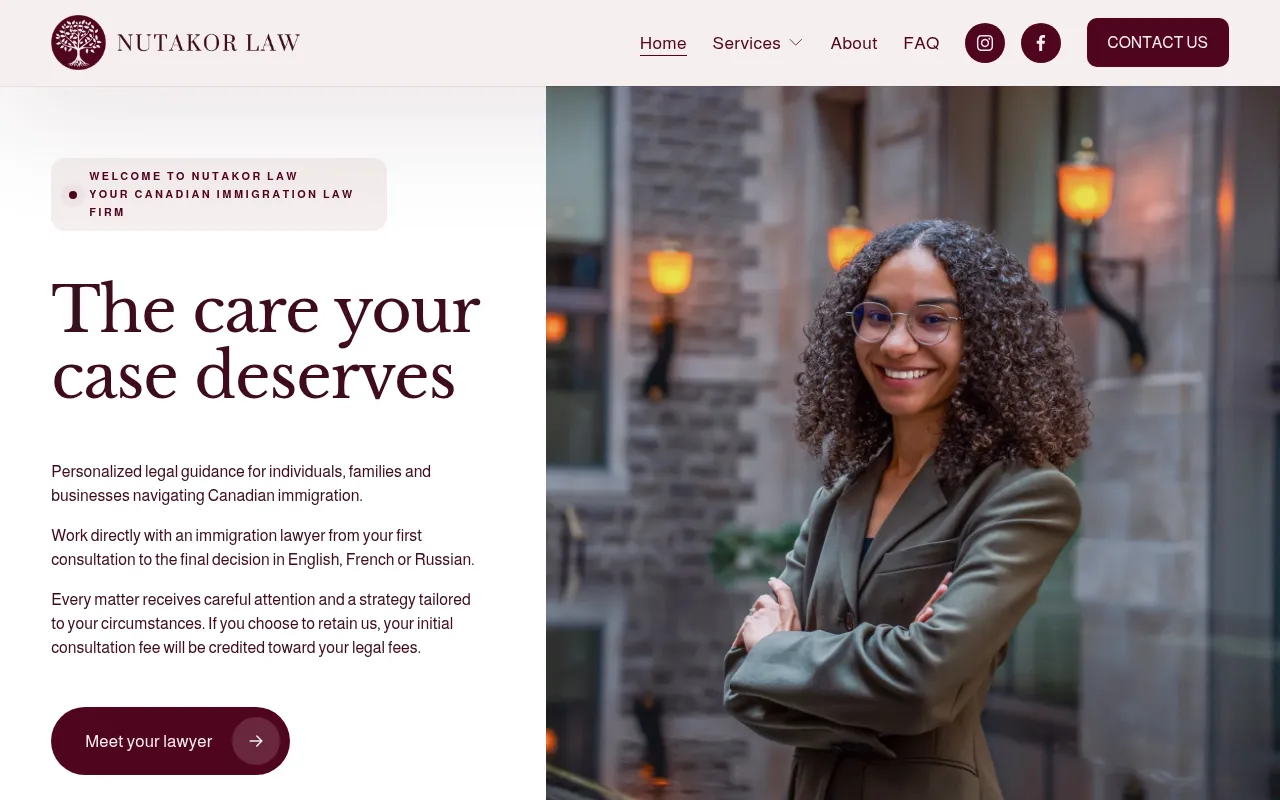 Screenshot of nutakorlaw.ca