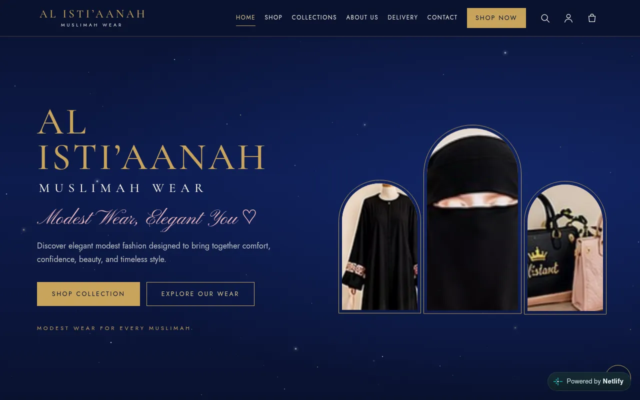 Screenshot of alistiaanahmuslimahwear.netlify.app