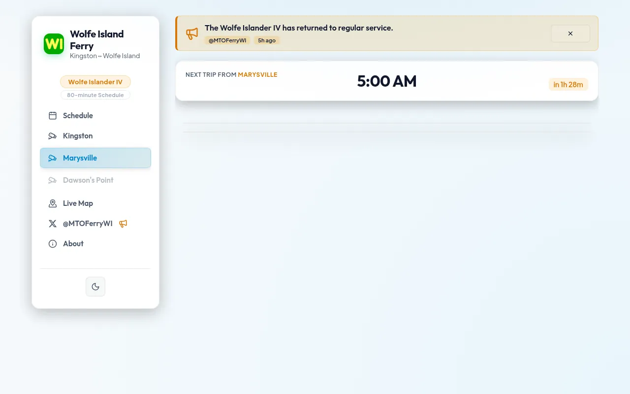 Screenshot of wiferry.ca