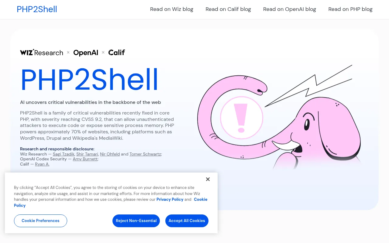 Screenshot of php2shell.com