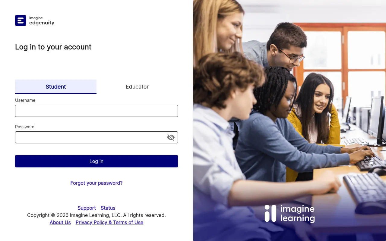 Screenshot of student.edgenuity.com