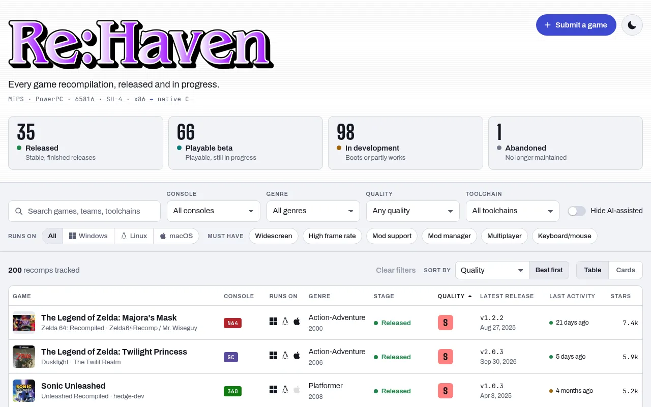 Screenshot of recomphaven.com