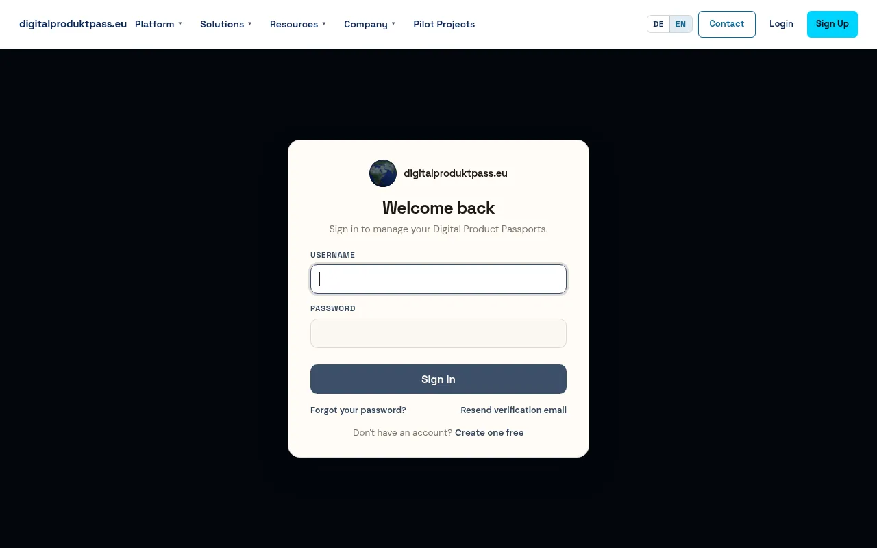 Screenshot of digitalproduktpass.eu