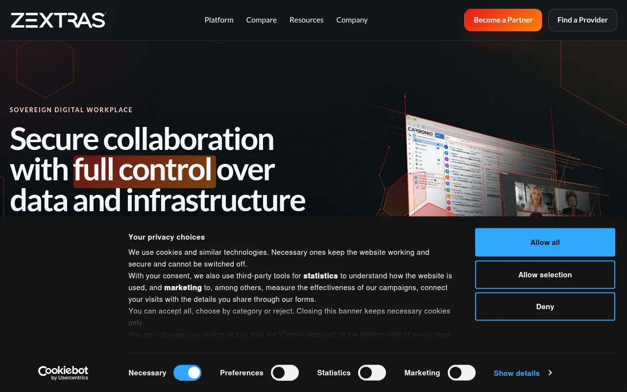 Screenshot of zextras.com