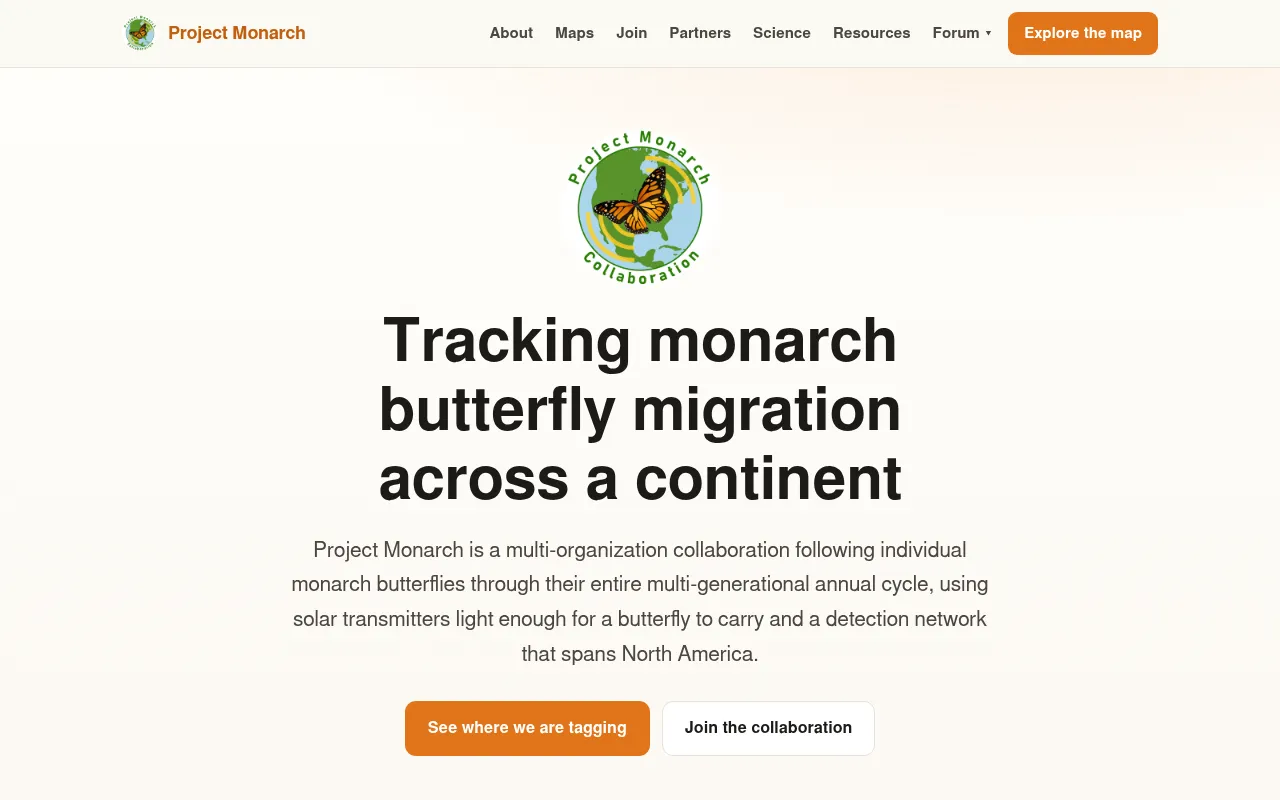 Screenshot of projectmonarch.org