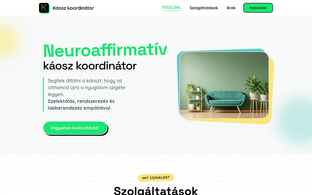 Screenshot of kaoszkoordinator.com