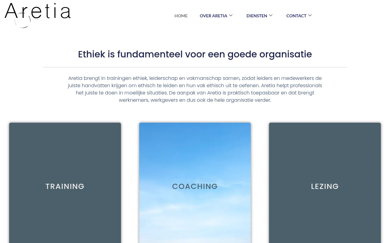 Screenshot of aretia.nl