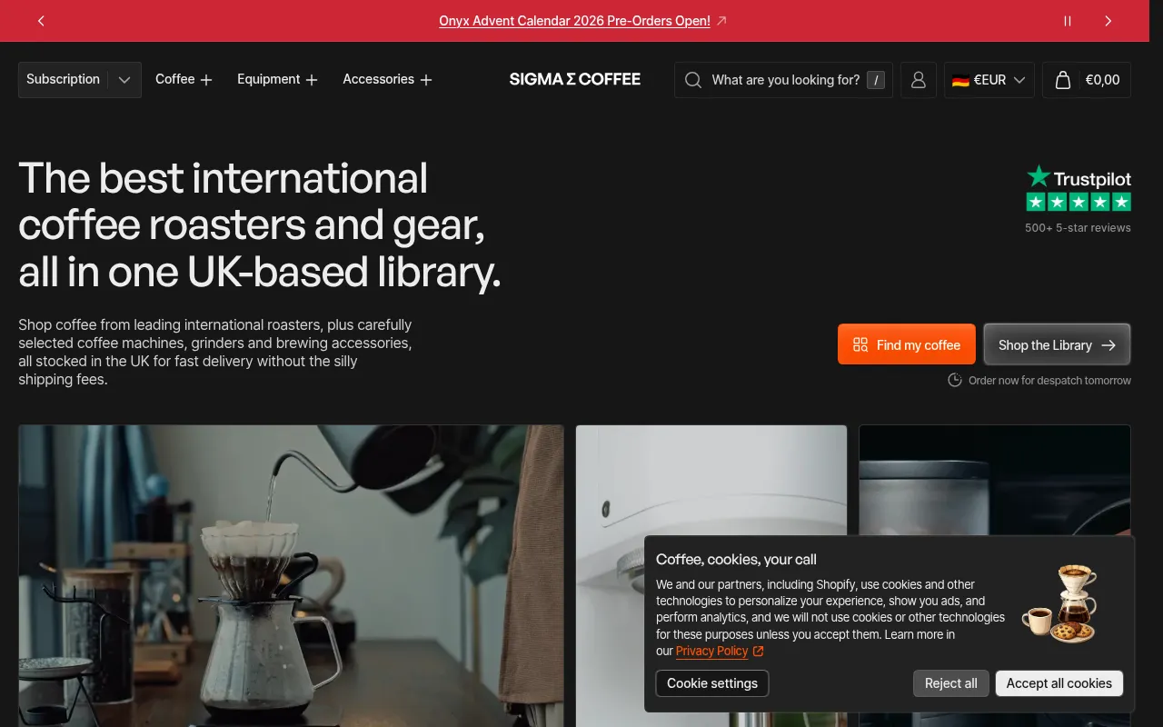 Screenshot of sigmacoffee.co.uk