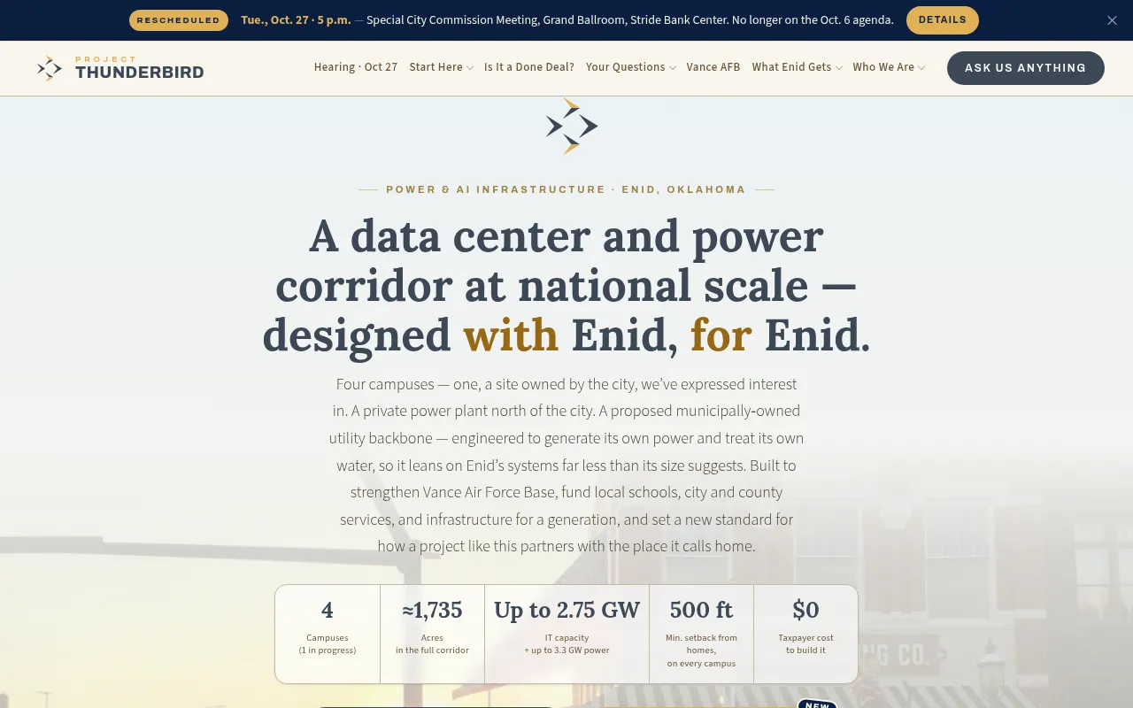 Screenshot of projectthunderbird.com