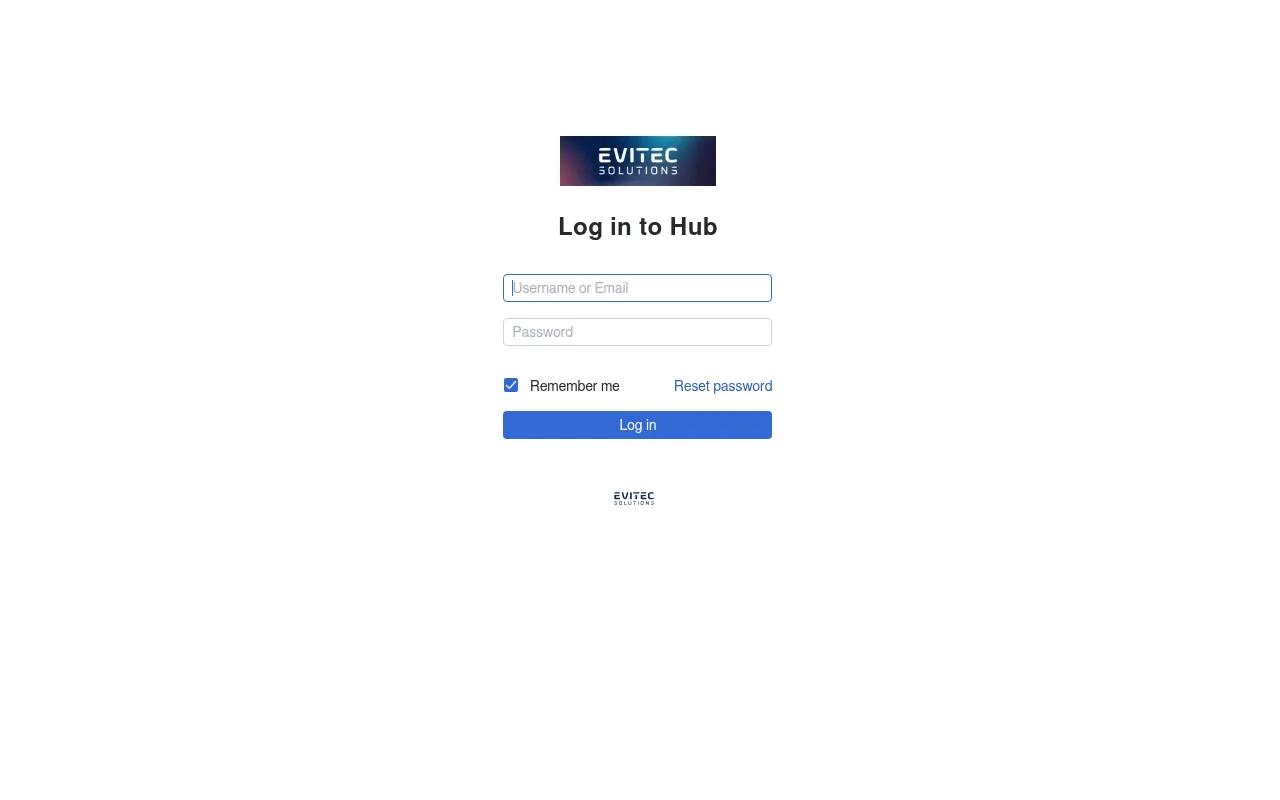 Screenshot of hub.evitec.com