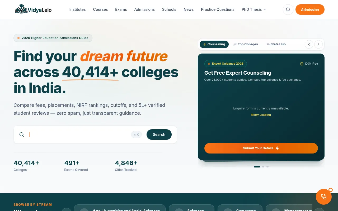Screenshot of vidyalelo.com