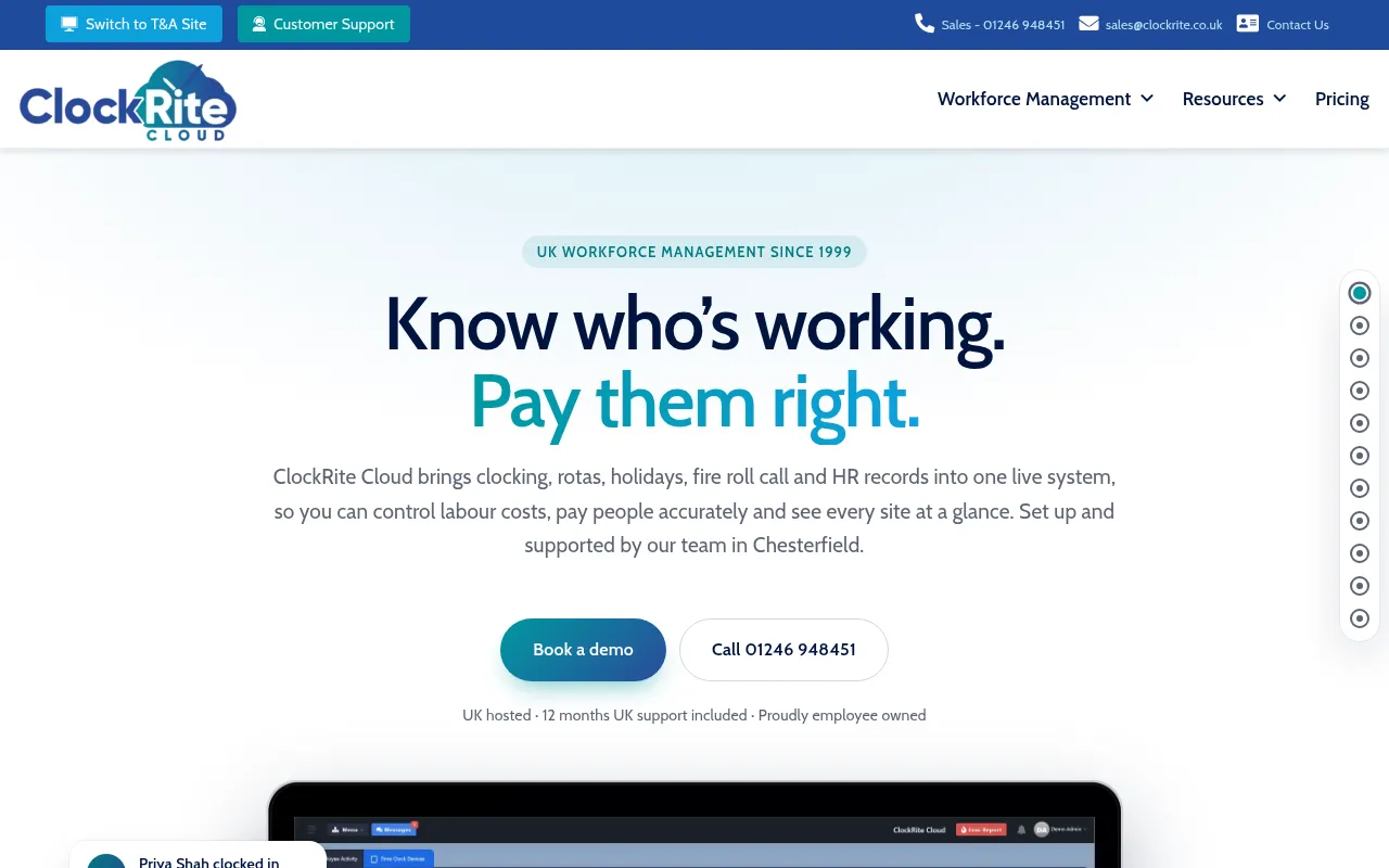 Screenshot of clockrite.co.uk