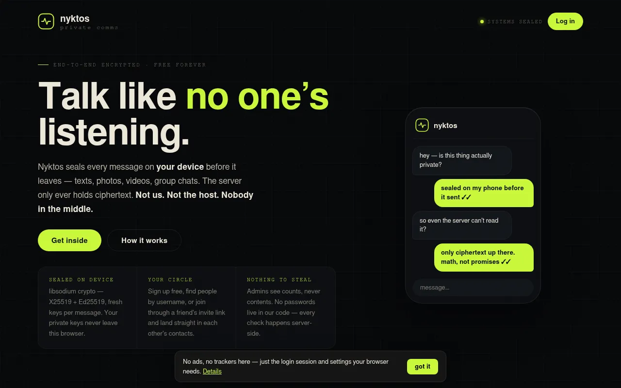 Screenshot of nyktos.tech