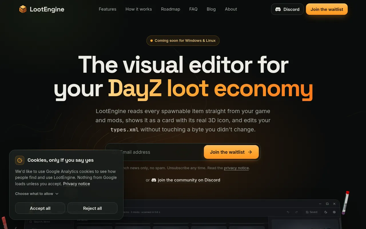 Screenshot of lootengine.io
