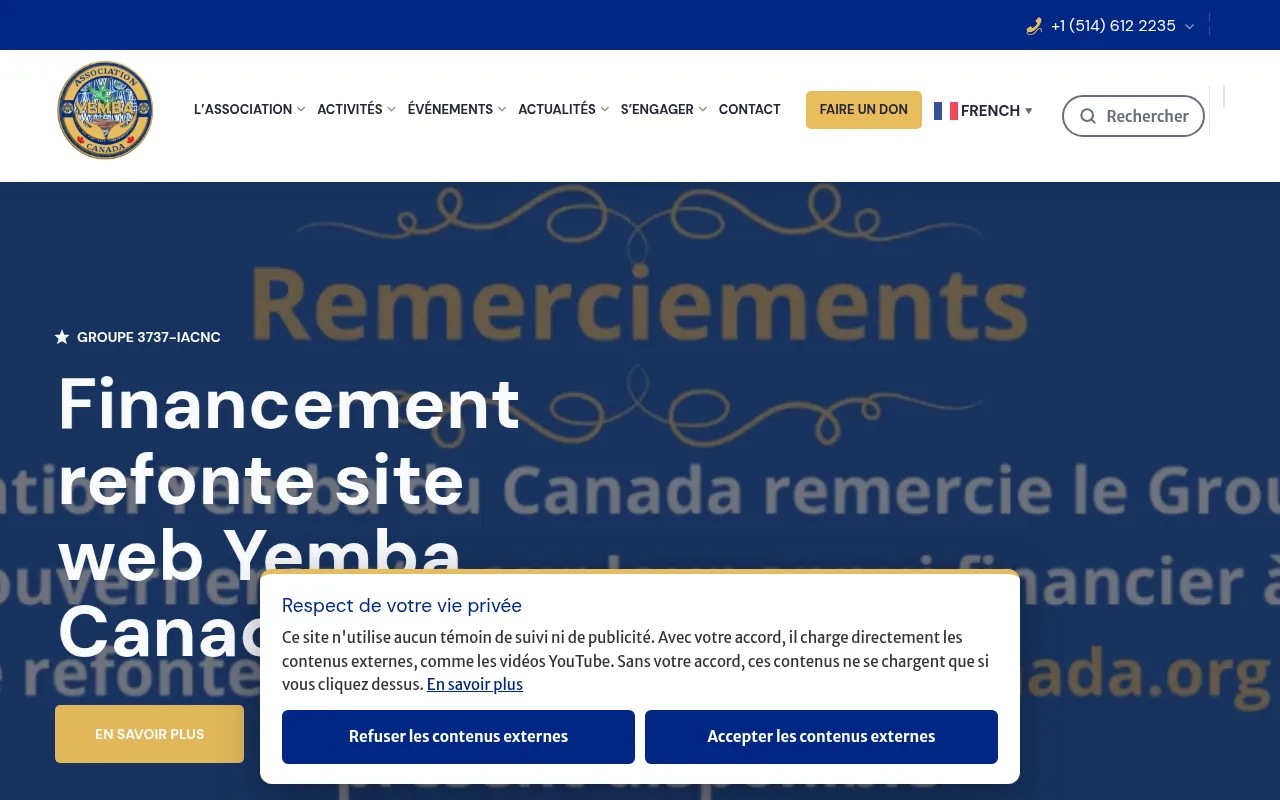 Screenshot of yembacanada.org