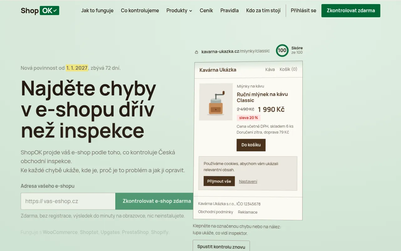 Screenshot of shopok.cz