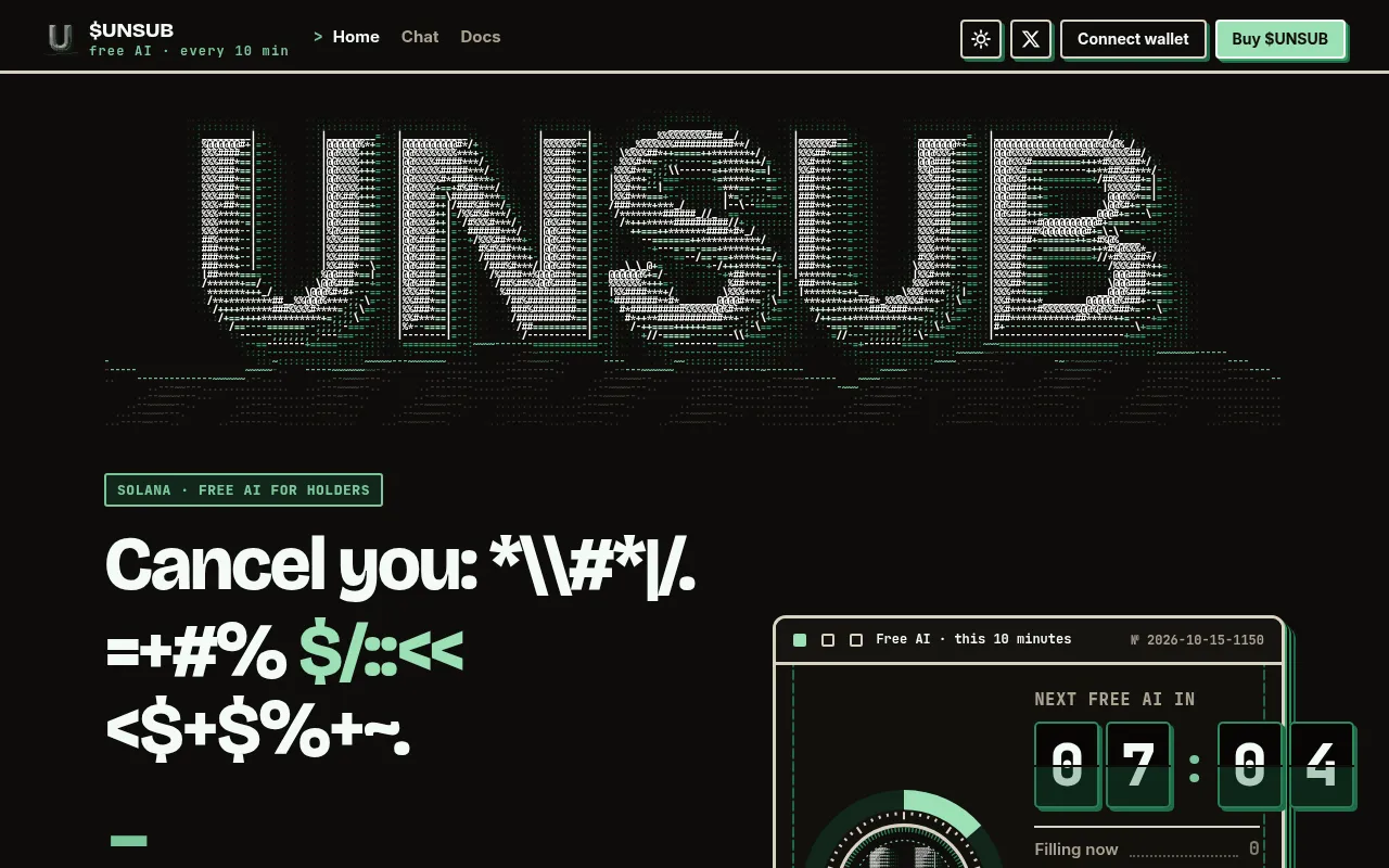 Screenshot of unsub.fun