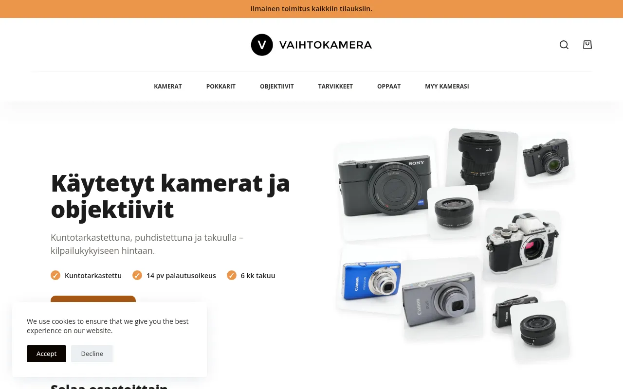 Screenshot of vaihtokamera.fi