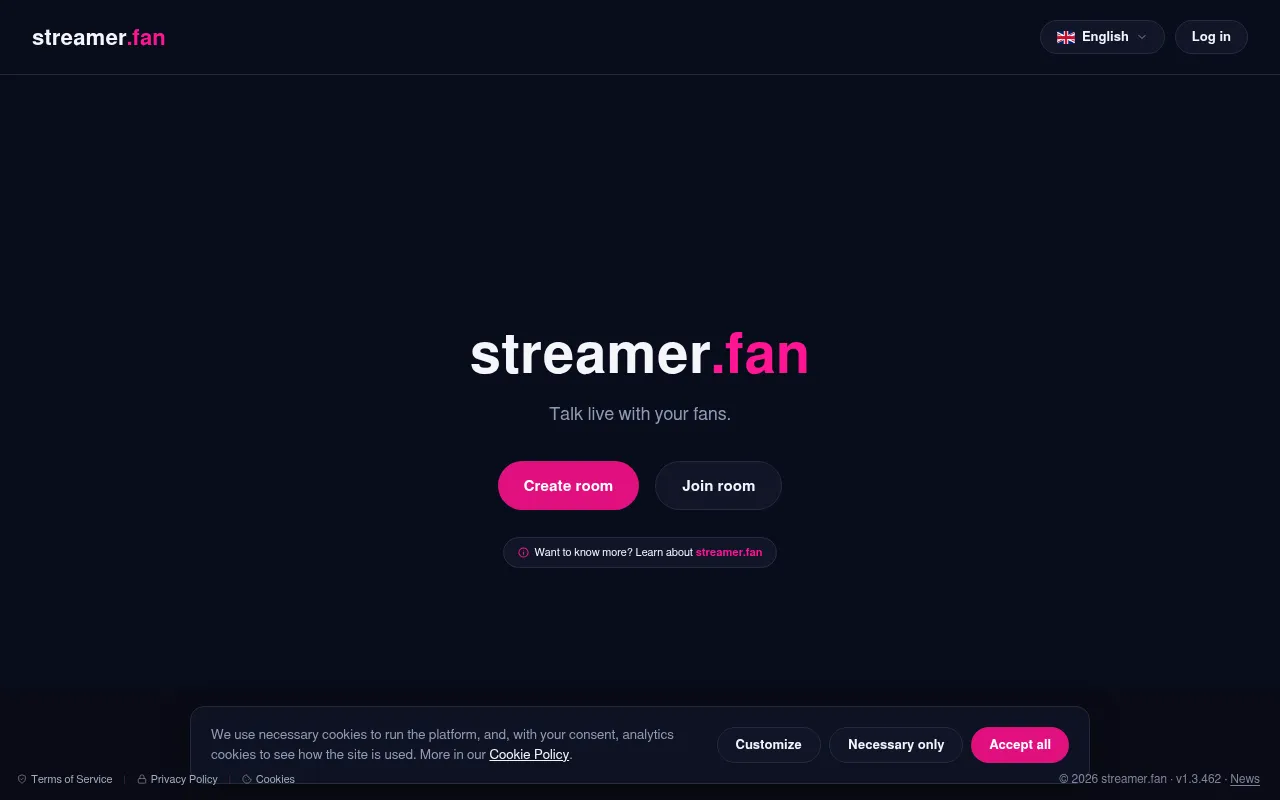 Screenshot of streamer.fan