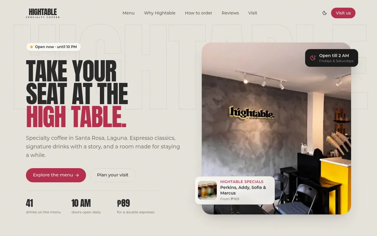 Screenshot of hightable.jdcbonina.com