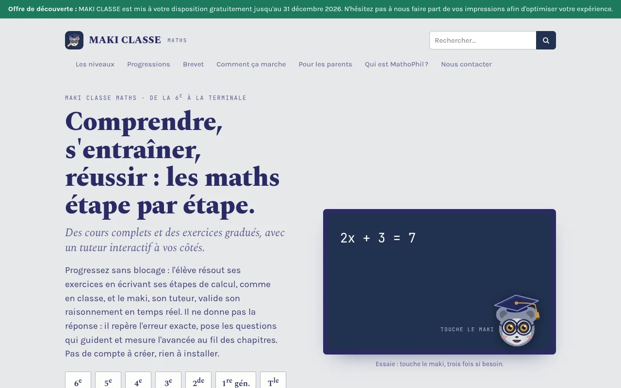 Screenshot of makiclasse.com