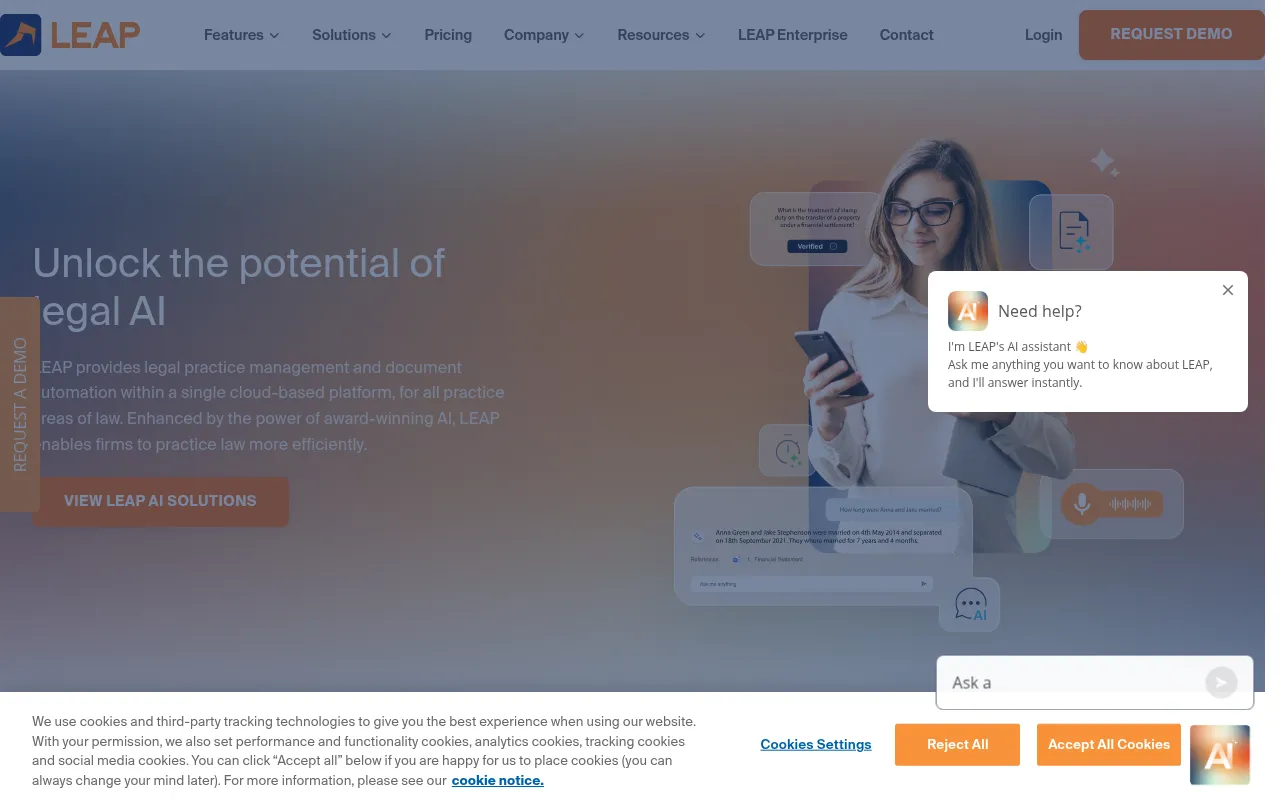Screenshot of leaplegalsoftware.com