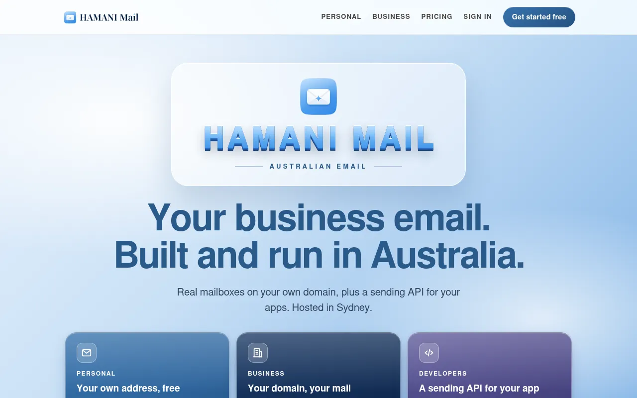 Screenshot of hamani.au