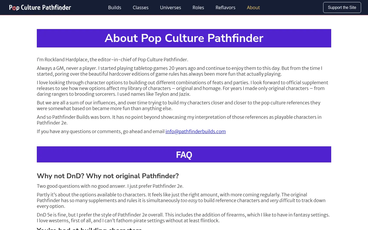 Screenshot of pathfinderbuilds.com