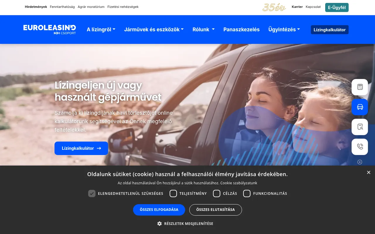 Screenshot of euroleasing.hu