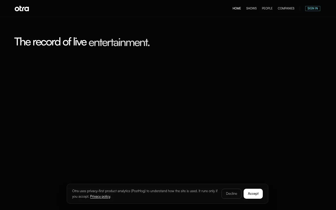 Screenshot of otra.live