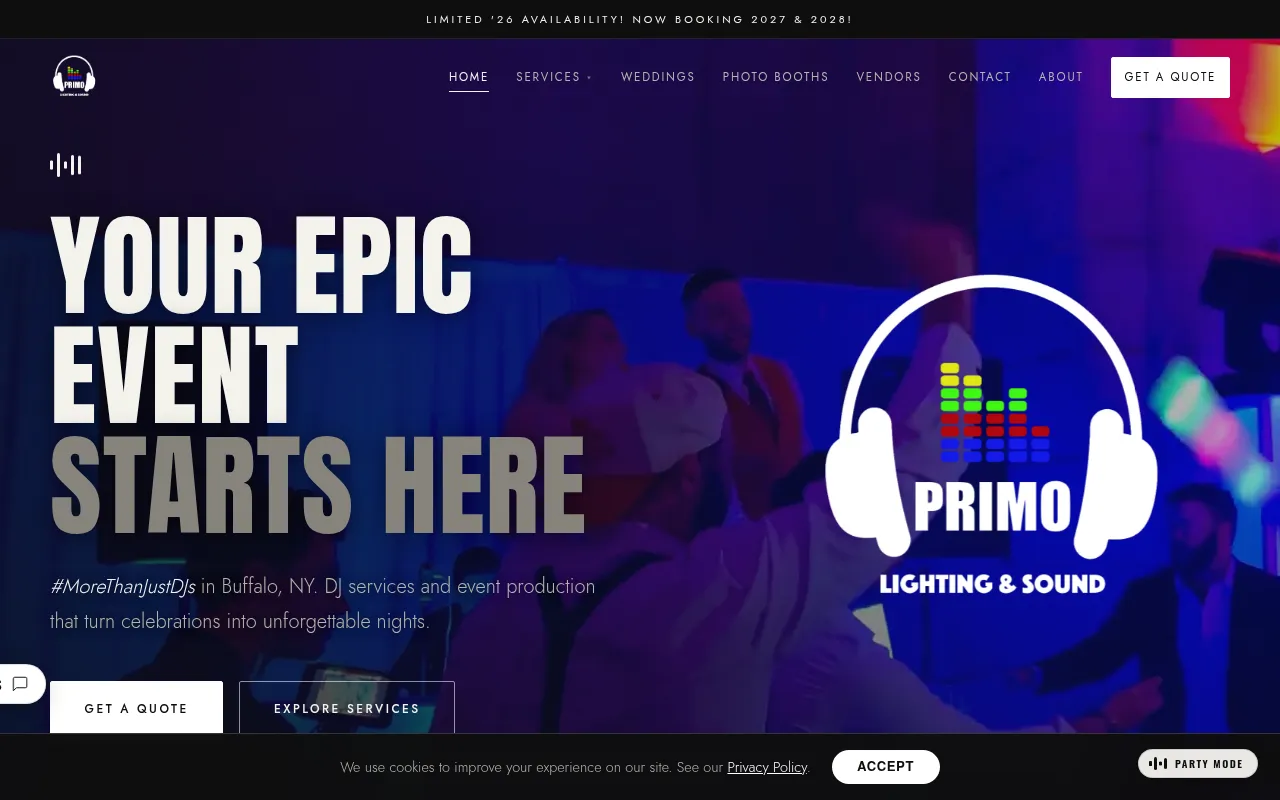 Screenshot of primolightingandsound.com
