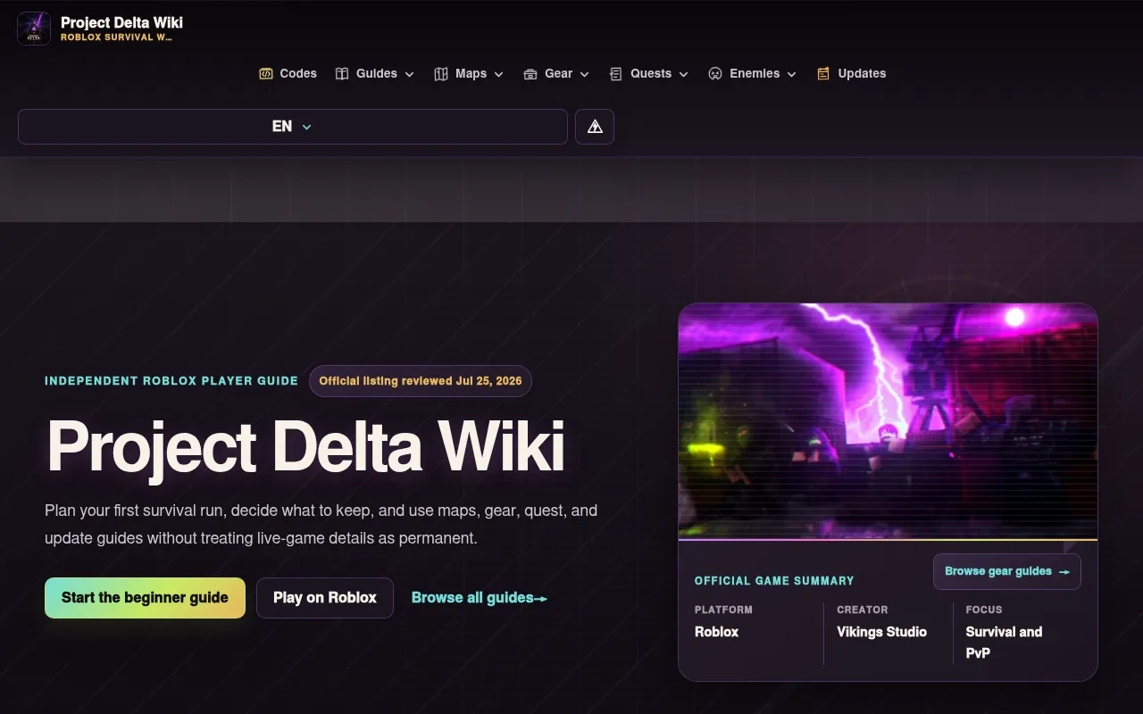 Screenshot of projectdelta.wiki