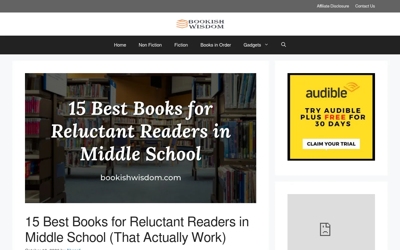 Screenshot of bookishwisdom.com