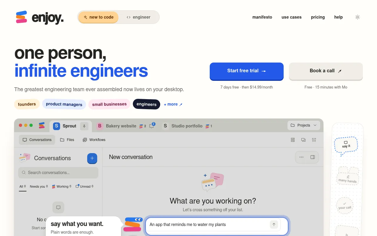 Screenshot of enjoy.dev