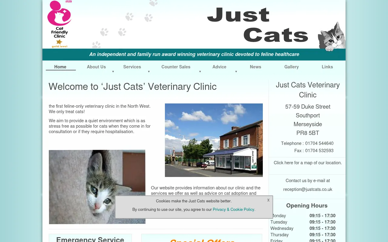 Screenshot of justcats.co.uk