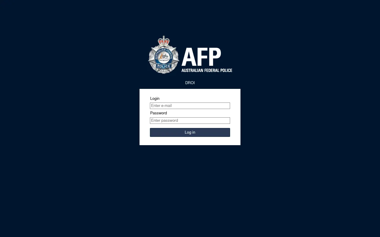 Screenshot of droi.afp.gov.au